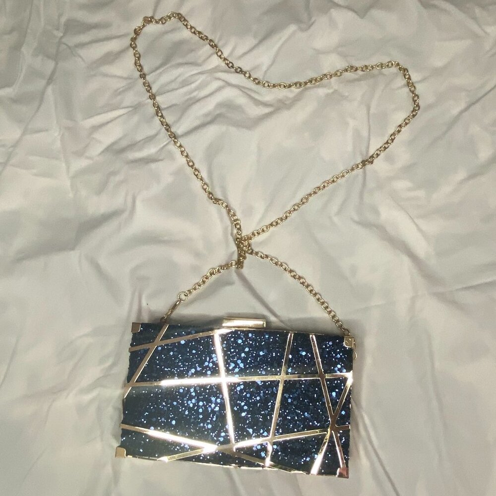 Sparkly Midnight Blue Clutch Bag